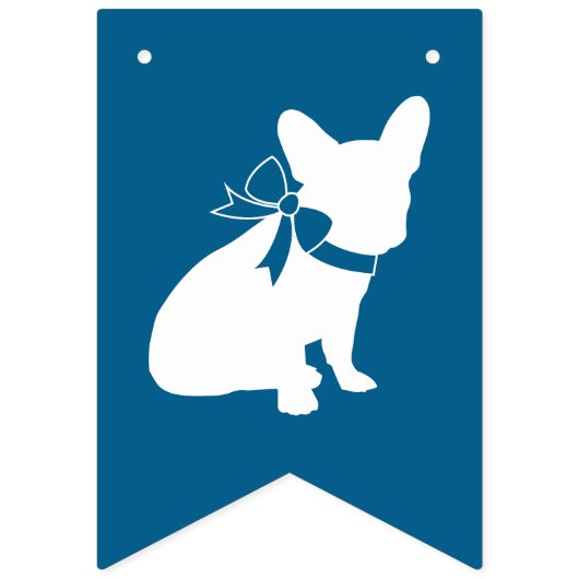 Frans Bulldog Baby shower Frenchy Frenchie Blue Vlaggetjes (Tweede vlag)