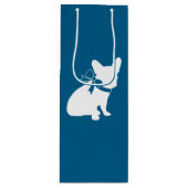 Frans Bulldog Baby shower Frenchy Frenchie Blue Wijn Cadeautas (Voorkant)