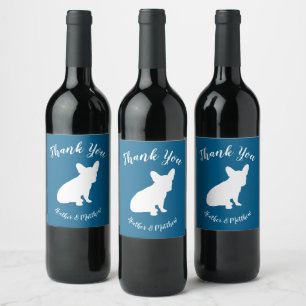 Frans Bulldog Baby shower Frenchy Frenchie Blue Wijn Etiket