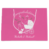 Frans Bulldog Baby shower Frenchy Frenchie Pink Groot Cadeauzakje (Voorkant)