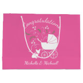 Frans Bulldog Baby shower Frenchy Frenchie Pink Groot Cadeauzakje (Achterkant)