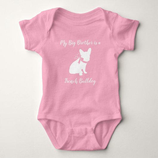 Frans Bulldog Baby shower Frenchy Frenchie Pink Romper (Voorkant)