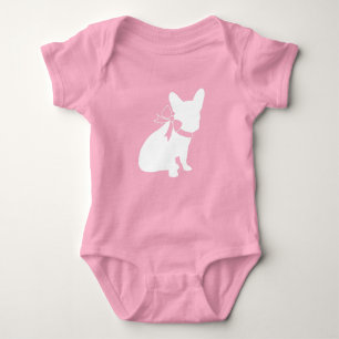 Frans Bulldog Baby shower Frenchy Frenchie Pink Romper