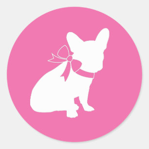 Frans Bulldog Baby shower Frenchy Frenchie Pink Ronde Sticker