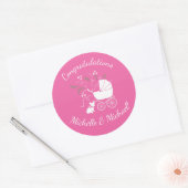 Frans Bulldog Baby shower Frenchy Frenchie Pink Ronde Sticker (Envelop)