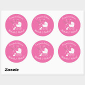Frans Bulldog Baby shower Frenchy Frenchie Pink Ronde Sticker (Vel)