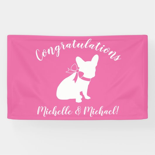 Frans Bulldog Baby shower Frenchy Frenchie Pink Spandoek (Horizontaal)