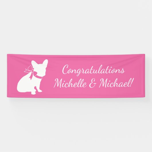 Frans Bulldog Baby shower Frenchy Frenchie Pink Spandoek (Horizontaal)