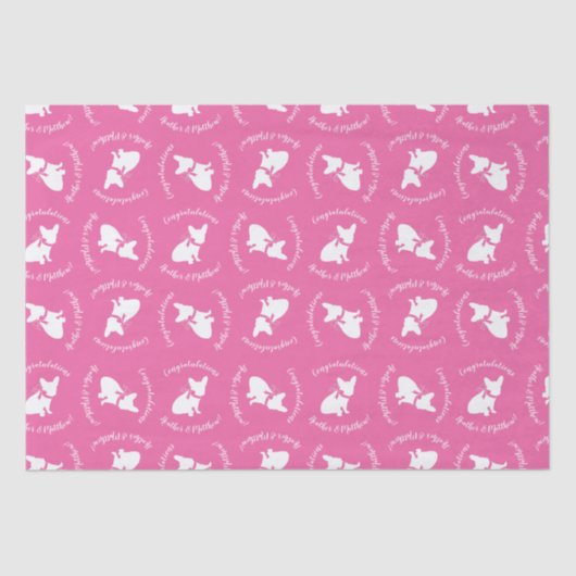 Frans Bulldog Baby shower Frenchy Frenchie Pink Tissuepapier (Voorkant)