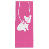 Frans Bulldog Baby shower Frenchy Frenchie Pink Wijn Cadeautas (Achterkant)