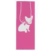 Frans Bulldog Baby shower Frenchy Frenchie Pink Wijn Cadeautas (Voorkant)