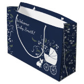 Frans Bulldog Baby shower Gift Bag Groot Cadeauzakje (Achterkant Gekanteld)