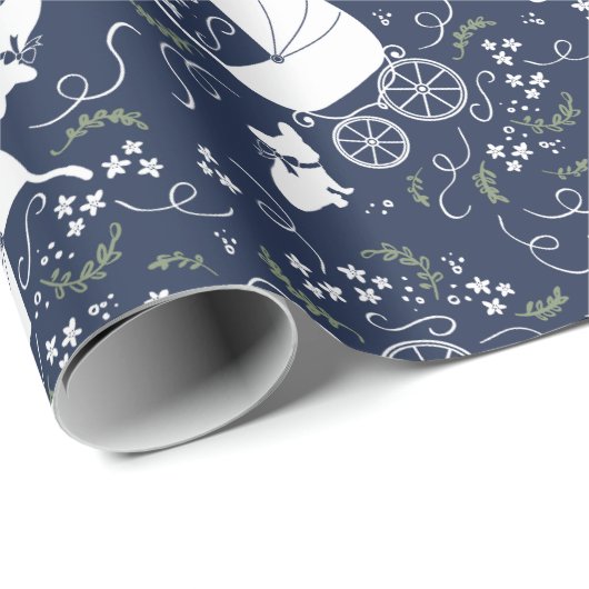 Frans Bulldog Baby shower inpakpapier (Rol Hoek)