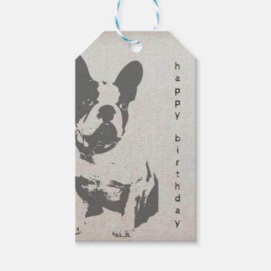  Frans Bulldog Birthday Gift Label Cadeaulabel (Voorkant)