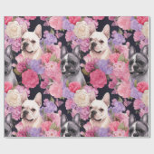 Frans Bulldog bloemenvlinder inpakpapier (Vlak)