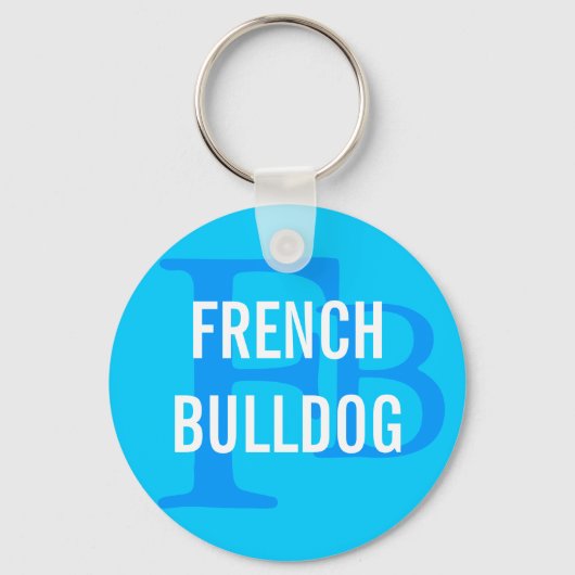 Frans Bulldog Breed Monogram Design Sleutelhanger (Voorkant)