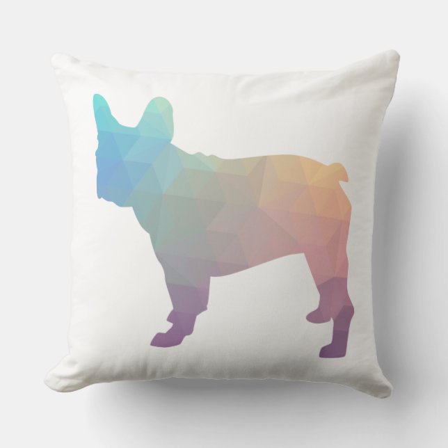 Frans Bulldog Colorful Geometric Silhouette Kussen (Voorkant)