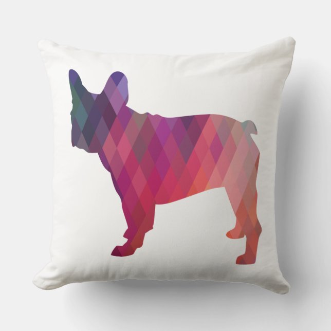 Frans Bulldog Colorful Geometric Silhouette Kussen (Voorkant)