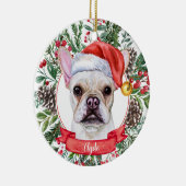 Frans Bulldog Custom Dog Santa Kerstkerstversierin Keramisch Ornament (Rechts)