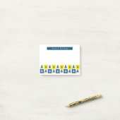 Frans Bulldog Dog & Paw Yellow & Blue Grid Post-it® Notes (Op bureau)