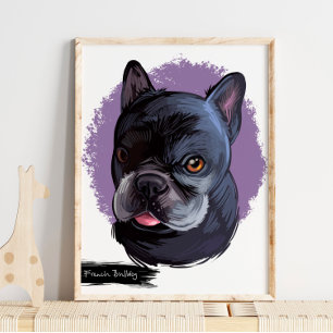 Frans Bulldog Dog Portrait Pet Portret Poster