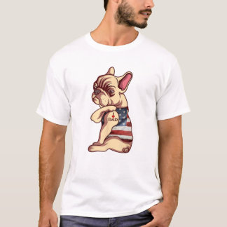 Frans Bulldog Dog Tattoo Ik hou van papa Funny Fat T-shirt