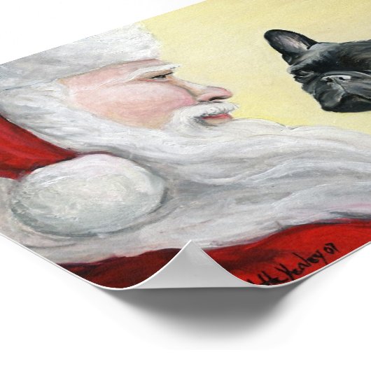 Frans Bulldog en Santa Claus Art Print Poster (Hoek)