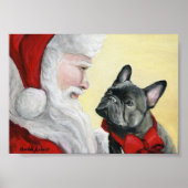 Frans Bulldog en Santa Claus Art Print Poster (Voorkant)