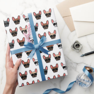 Frans Bulldog Faces Pattern Wrapping Paper Cadeaupapier