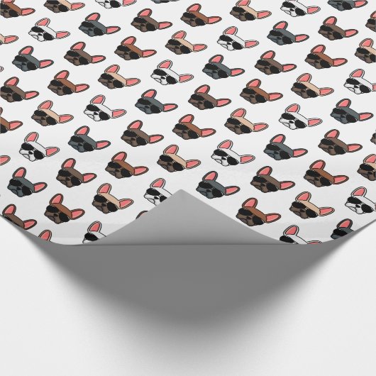 Frans Bulldog Faces Pattern Wrapping Paper Cadeaupapier (Hoek)