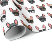 Frans Bulldog Faces Pattern Wrapping Paper Cadeaupapier (Rol Hoek)