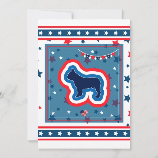 Frans Bulldog Fireworks 4 juli BBQ Kaart (Voorkant)