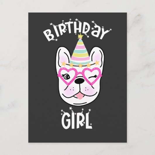 Frans Bulldog Frenchie Birthday Party Theme Briefkaart (Voorkant)