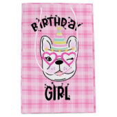 Frans Bulldog Frenchie Birthday Party Theme Medium Cadeauzakje (Voorkant)