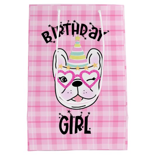 Frans Bulldog Frenchie Birthday Party Theme Medium Cadeauzakje (Achterkant)