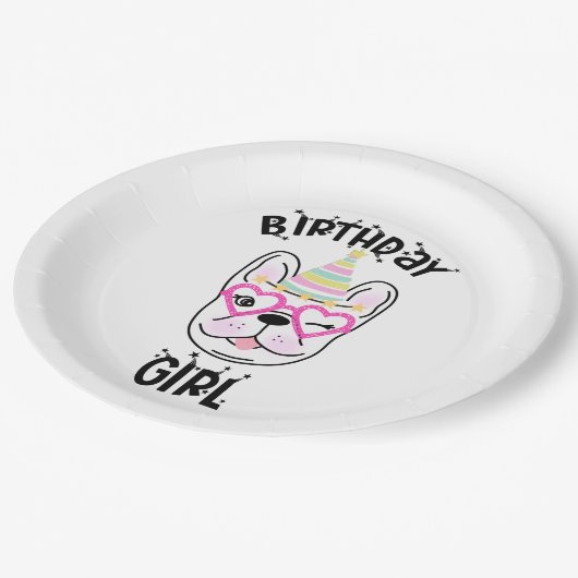 Frans Bulldog Frenchie Birthday Party Theme Papieren Bordje (Gekanteld)