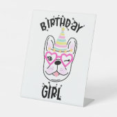 Frans Bulldog Frenchie Birthday Party Theme Reclamebord Met Voetstuk (Voorkant)