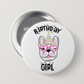 Frans Bulldog Frenchie Birthday Party Theme Ronde Button 7,6 Cm (Voorkant /achterkant)