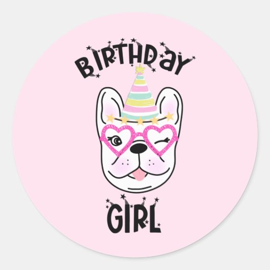 Frans Bulldog Frenchie Birthday Party Theme Ronde Sticker (Voorkant)