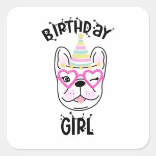 Frans Bulldog Frenchie Birthday Party Theme Vierkante Sticker
