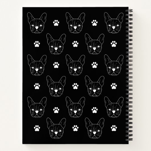 Frans Bulldog Frenchie Personalized Pattern Black Notitieboek (Achterkant)