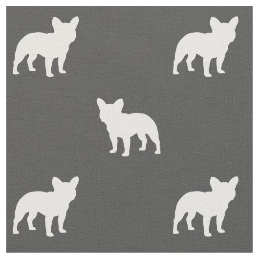 Frans Bulldog Frenchie Silhouettes Pattern Stof (Close Up)