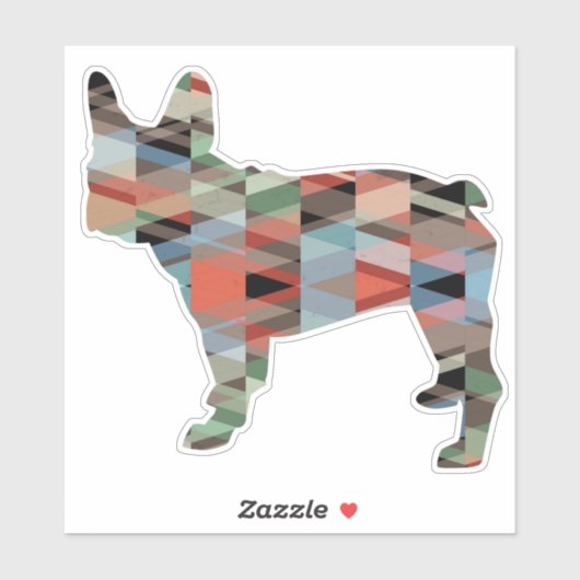 Frans Bulldog Geometric Pattern Silhouette Sticker (Vel)