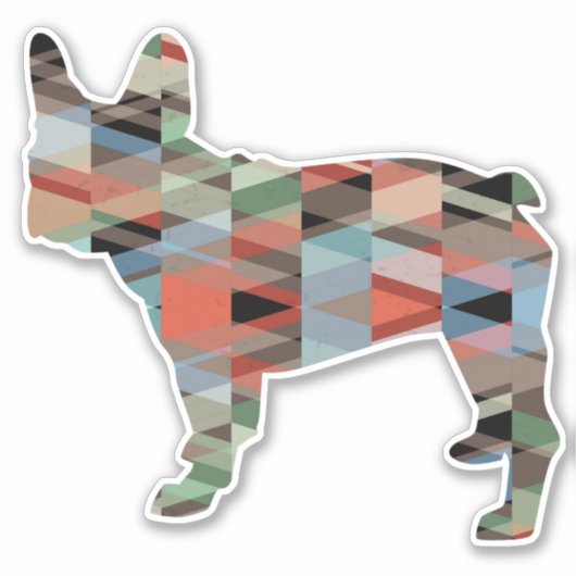 Frans Bulldog Geometric Pattern Silhouette Sticker (Voorkant)