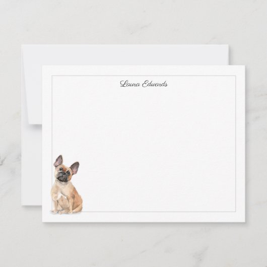 Frans Bulldog Gray Border Personalized Stationery Notitiekaartje (Voorkant)
