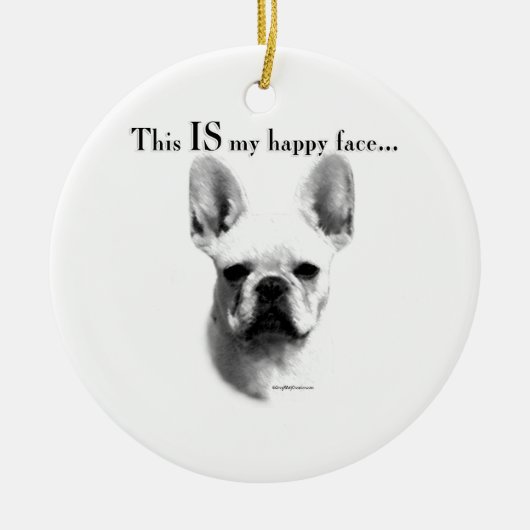 Frans Bulldog Happy Face Keramisch Ornament (Voorkant)