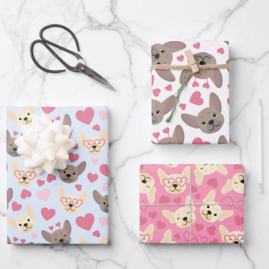 Frans Bulldog hart naadloos patroon Inpakpapier Vel (Voorkant)