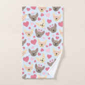 Frans Bulldog hart Valentijnsdag patroon Handdoek (Handdoek)