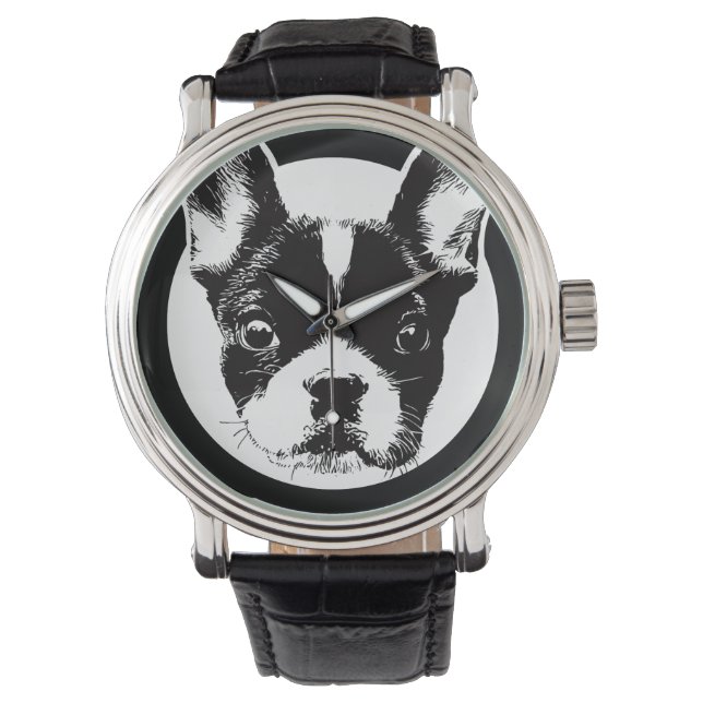 Frans Bulldog hondengezicht Horloge (Voorkant)