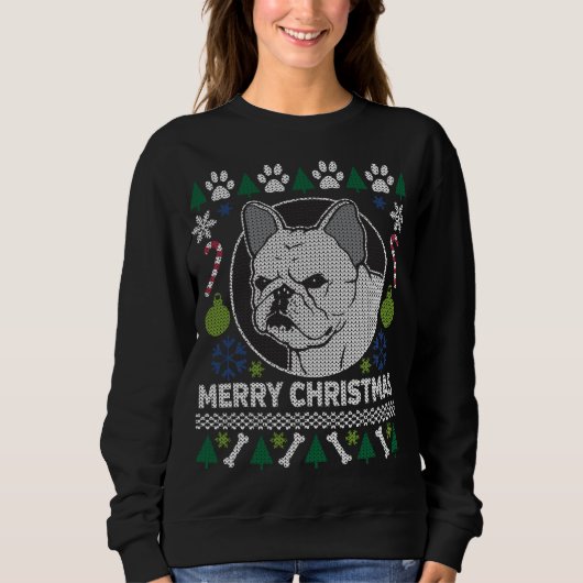 Frans Bulldog Hondenras Ugly kerstSweater Trui (Voorkant)